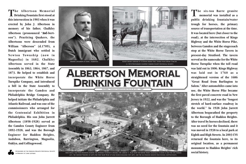 Preview of the Albertson Memorial Fountain interpretive sign